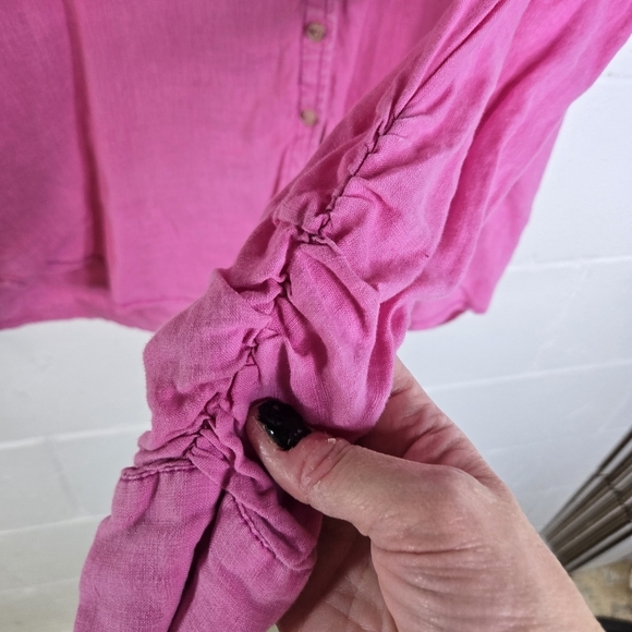 Anthropologie Maeve Pink Linen Button Down Oversized Shirt - Picture 8 of 13